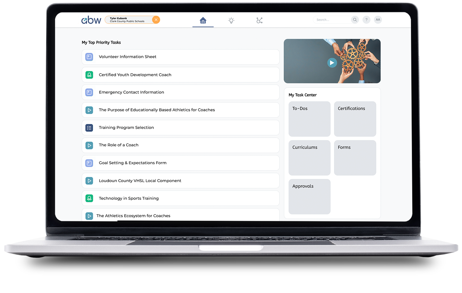 Project management dashboard on laptop